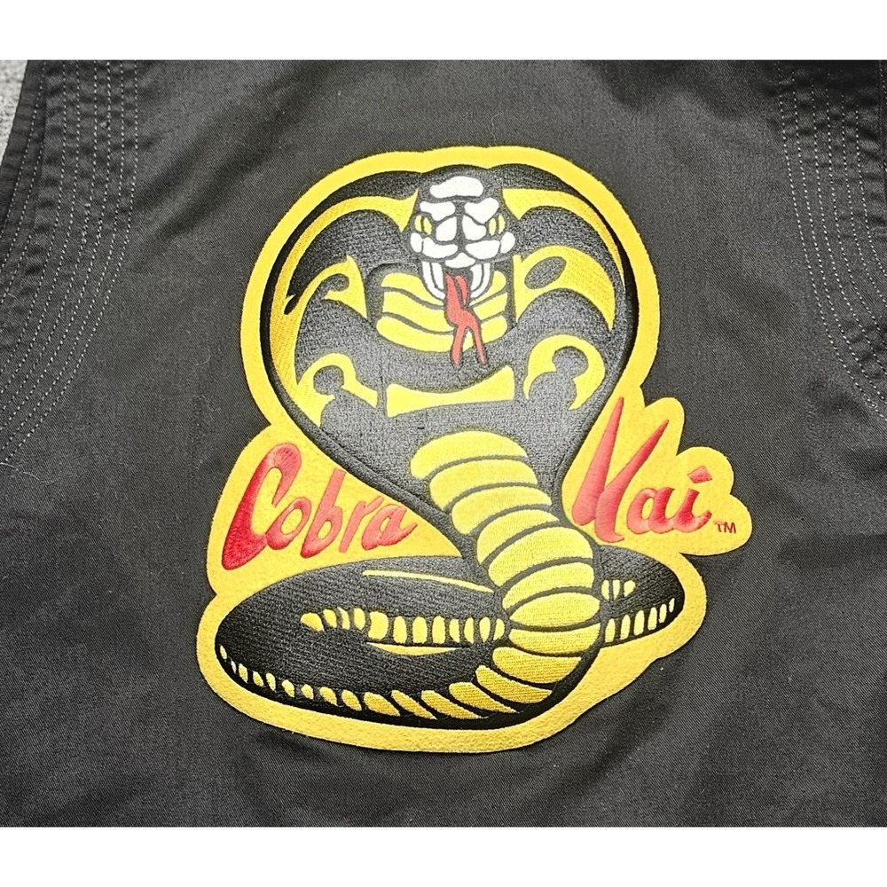 Century Cobra Kai Martial Arts Gi Vest Black Yellow Embroidered Logo Size 1
